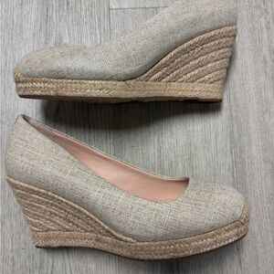 ❤️ J.Crew Natural Linen Wedge Sandals  Sz 7.5 ❤️